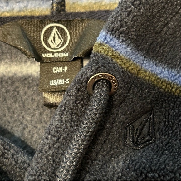 Volcom Unisex Hoodie True To This Fleece Navy Striped Cozy Pocket Navy Sz Small - Picture 5 of 10